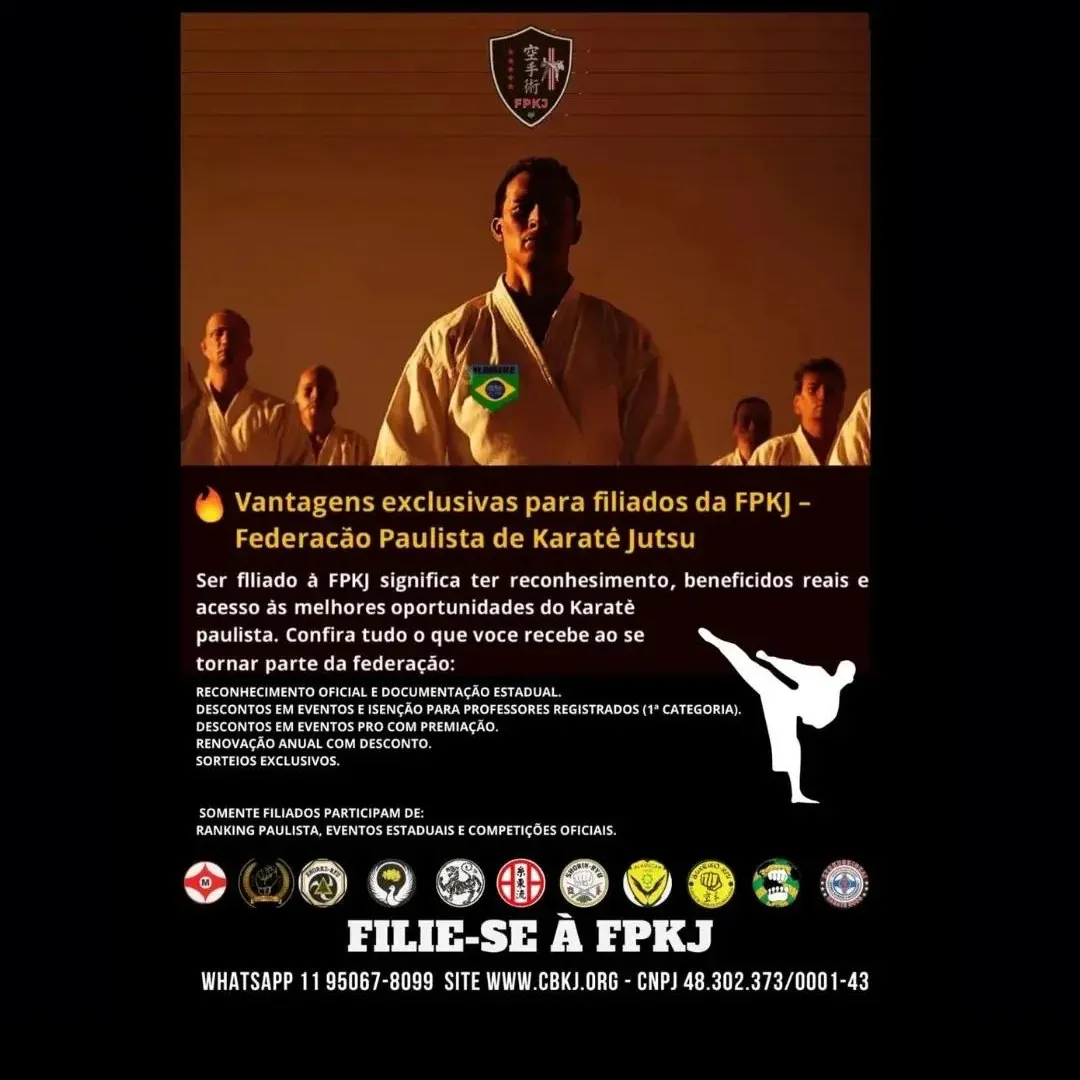 Cartaz de vantagens para filiados da FPKJ
